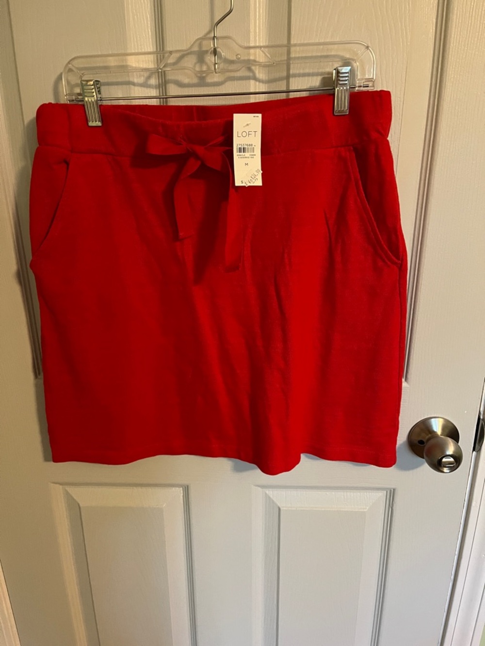 LOFT Bright Red Tie-Waist Pocket Skirt